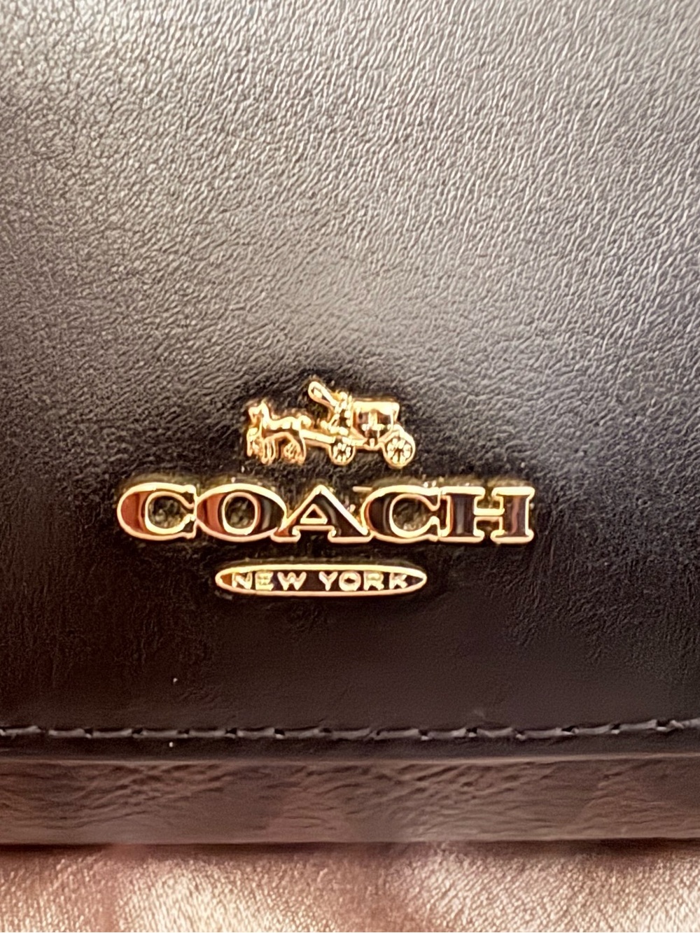 NWT Coach Signature Checkbook Wallet Brown Black Leather F57319 Gold Logo - Picture 3 of 14